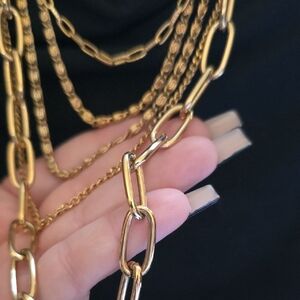 Multi-Chain Vintage Gold Multi-Length Necklace
